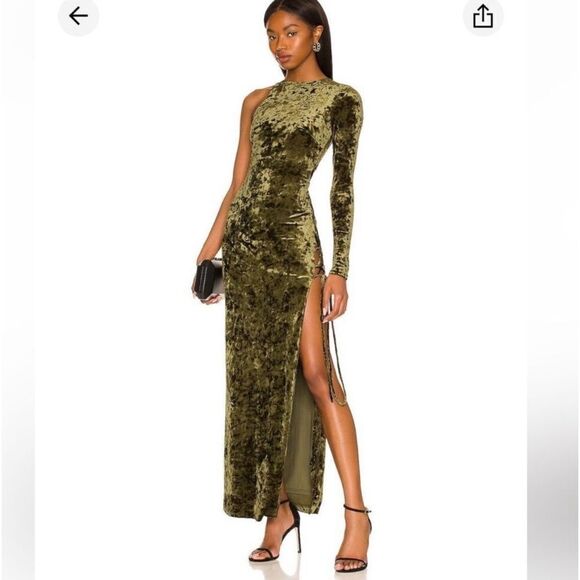 NWT Camila Coelho Gabriel Green Velvet Maxi Dress Small Revolve - Picture 1 of 16